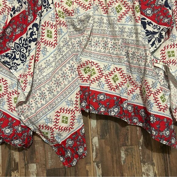 Boho Mixed Prints Asymmetrical Hem Midi Skirt L - Picture 3 of 7